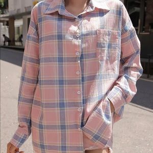 Plaid button up blouse